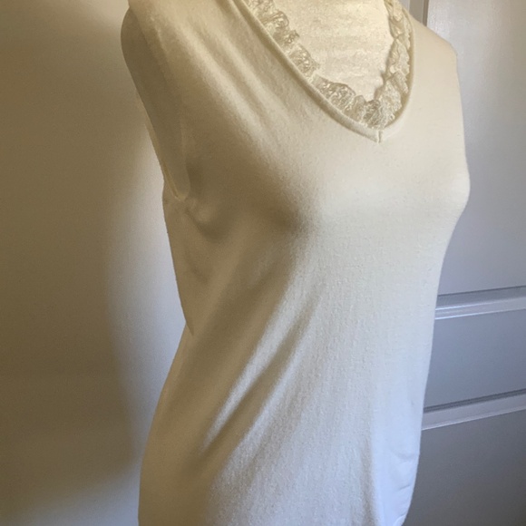 Vila Milano V-Neck Knit shell /Tank Top With Lace Trim, Size S, New With Tags - Picture 5 of 7
